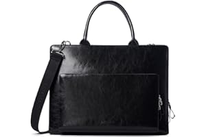 BOSTANTEN Leather Briefcase Shoulder Laptop Business Vintage Slim Bags for Men & Women Black