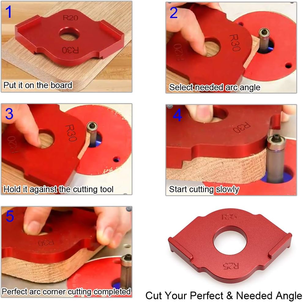 OwnMy Set of 3 Radius Jig Router Templates, Aluminium Alloy Routing Rounded Corners Router Bit Templates for Woodworking Routing, R10 R15 R20 R25 R30 R35 - - 
