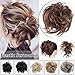 Fluffy Tousled Scrunchie Hair Bun With Elastic Rubber Band Premium Wrap On Hair Extensions Updo Chignon Donut Messy Ponytail Hairpiece Synthetic Wavy For Women(LIght Auburn Mix Dark Brown)