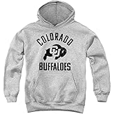University of Colorado Official One Color Buffaloes Logo Unisex Youth Pull-Over Hoodie, Athletic Heather, Large