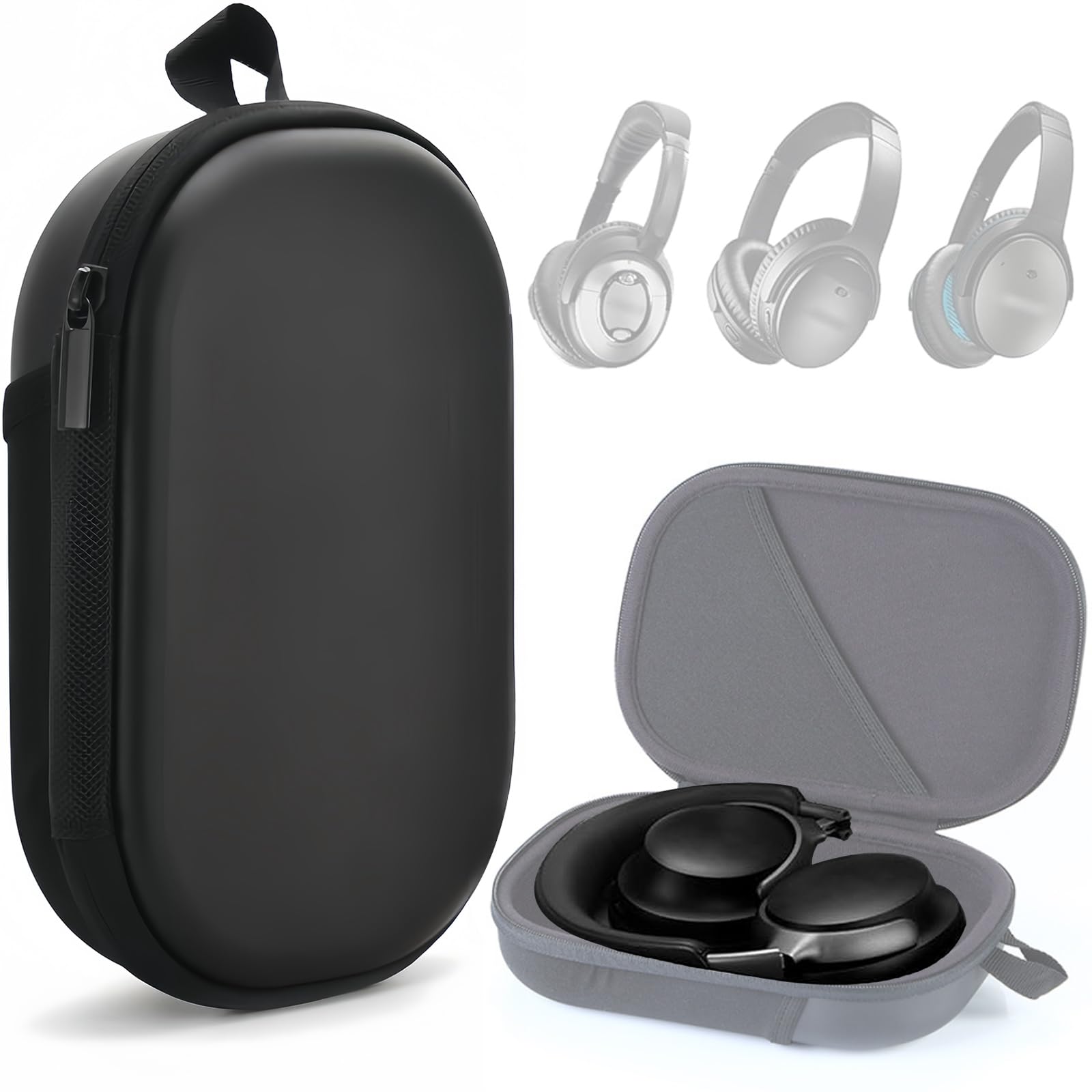 Photo 1 of Honlyn Headphones Case for Bose QC45/QC35/QC25/QC15/Ultra Gaming Headset, QC25, PU Hard Shell Travel Carrying Case Bag with Cable Storage for Bose QC45 II, QC35 II Accessories