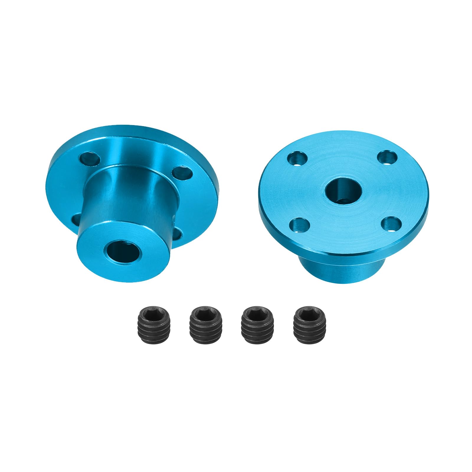 DMiotech 2 Pack 5mm Inner Dia H15xD15 Flange Coupling Connector Rigid Guide Shaft Support Coupler Shaft Coupling with Screws for DIY RC Model Motors Sky Blue