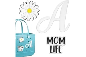 Lugailly Charms for Bogg Bag Accessories, Alphabet Letter, Flower, Mom Life Charms, Bog Bits Decorative Inserts for Beach Tote Bag, Handbag, Rubber Decorations Attachments