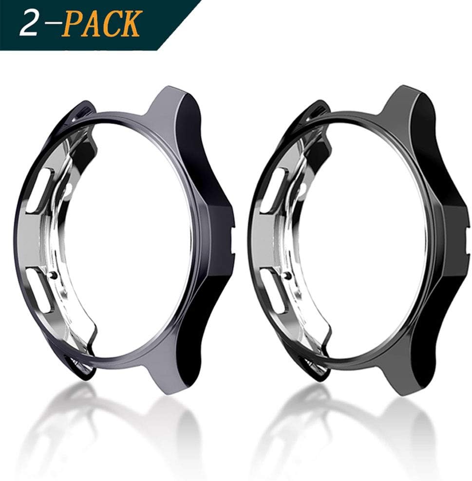 Cerike Case for Samsung Gear S3 Frontier 46mm[2-Pack], Shock-Proof and Shatter-Resistant Protective Band TPU Cover Case for Samsung Gear S3 Frontier SM-R760/Galaxy Watch SM-R800 (46mm, Black/Gray)