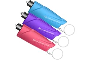 RAPUDA Window Breaker Seatbelt Cutter,3-in-1 Mini Glass Breaker, 3 Pack Car Escape Tool for Land and Underwater,Keychain Car Emergency Tool（Pink/Purple/Sky Blue）