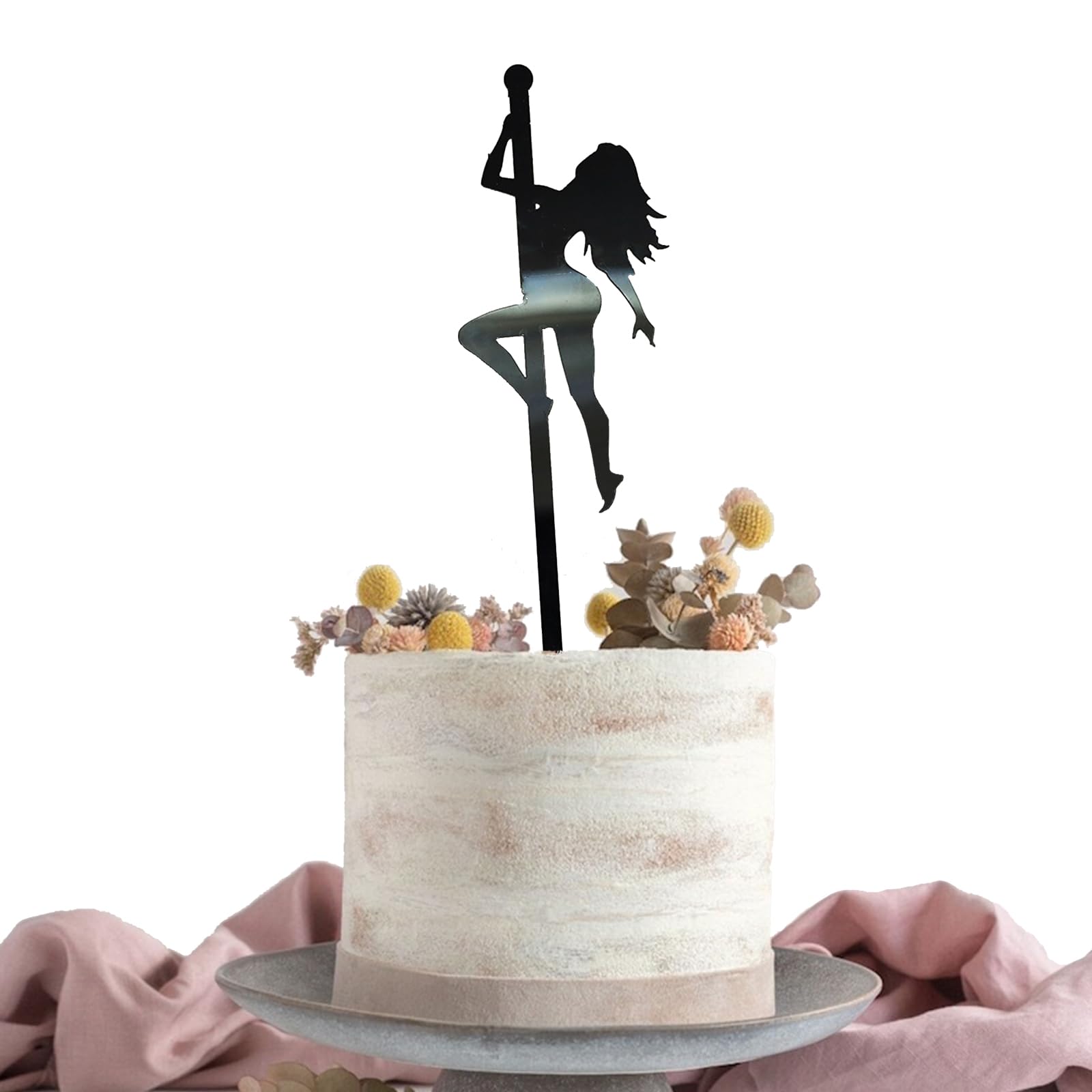 Photo 1 of 1 Pcs Bachelor Party Cake Topper Pole Dance Girl Cake Toppers Bachelor Party Decorations Bachelorette Shower Birthday Party Decorations Supplies (Black)