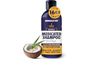 Miracle Vet Medicated Dog Shampoo for Itchy Skin Relief - Dog Allergy Relief, Yeast Infection, Hot Spot & Dry Skin Anti-Itch Treatment, Antifungal for Dogs - Hydrocortisone (16 oz)