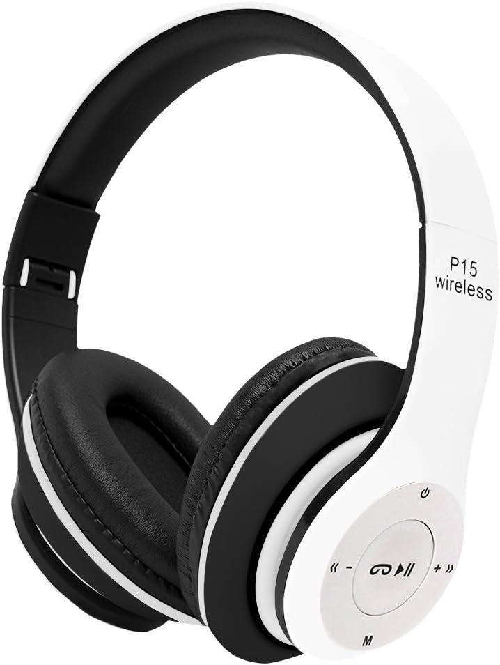 Wish House Bluetooth Headphones On Ear, 40mm Driver Wireless Headset Foldable with Mic, Wired and Wireless Headphones for Cell Phone (White)