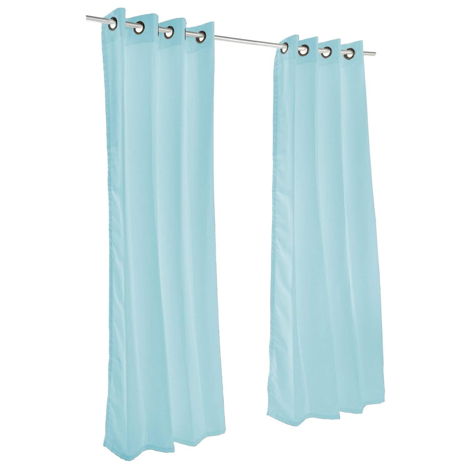 Sunbrella Canvas Brass Outdoor Curtain with Dark Gunmetal Grommets 50 in. Wide x 84 in. Long