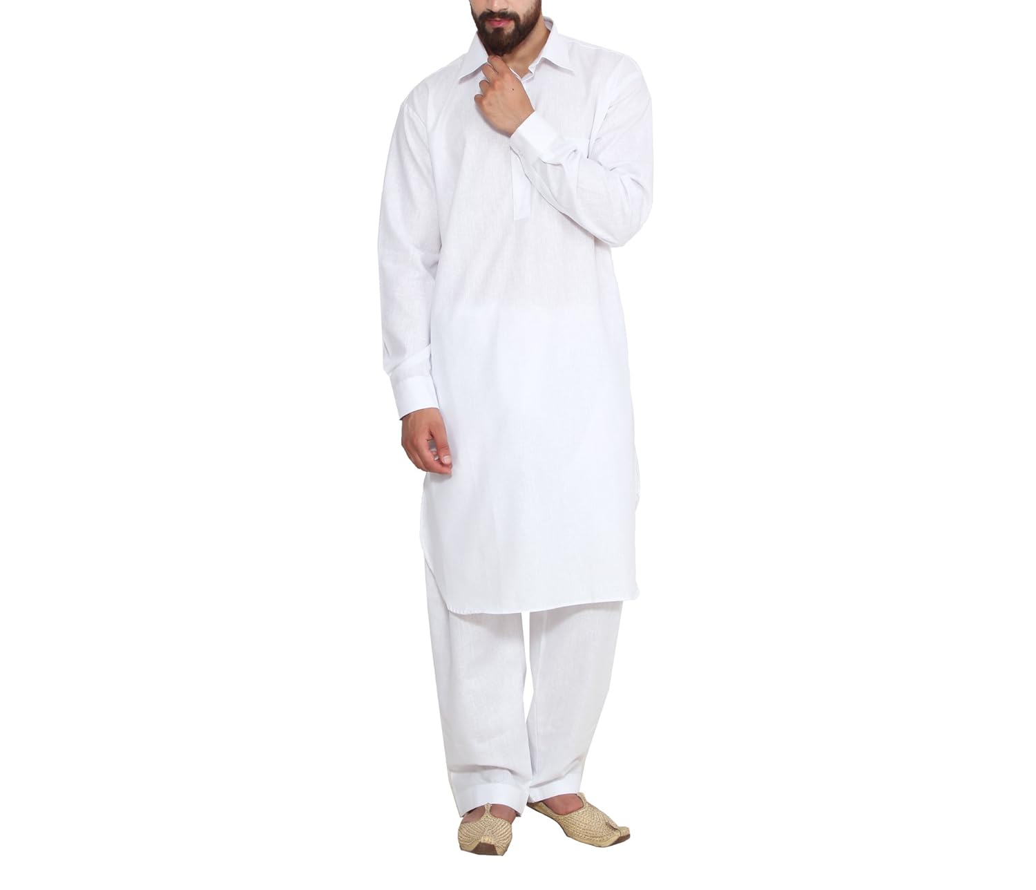 sojanya (since 1958) men's white cotton linen pathani kurta salwar