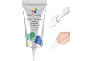 Luckyfairy 40ml Super Strong Nail Glue Soft Solid Gel Nail Glue for Press Ons Acrylic Nails, Mess Free, Lamp Curing Needed, Durable & Long-Lasting
