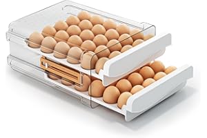 JOYZAN Egg Holder for Fridge 60 Count Large Capactity Egg Storage Container for Refrigerator, Clear Stackable Egg Organizer for Fridge, Coutertop Egg Trays Pull Out Drawer