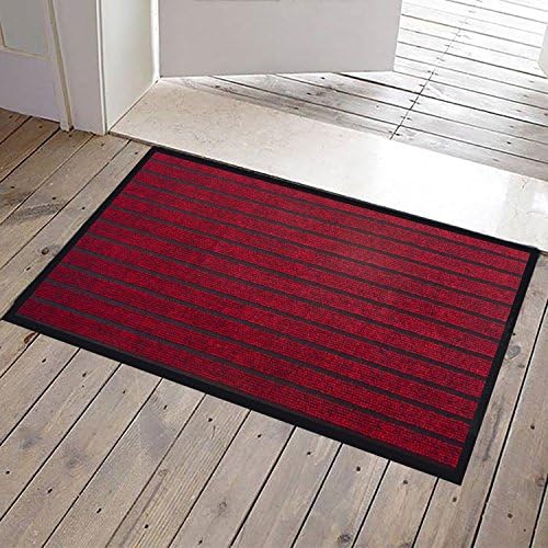 JWGJW 3333-2 Large Outdoor Door Mats Rubber Front Entrance Outside Doormat 24"x 36" Patio Rug Dirt Debris Mud Trapper Waterproof Out Door Mat Profile Washable Carpet Several colors (Dark red)