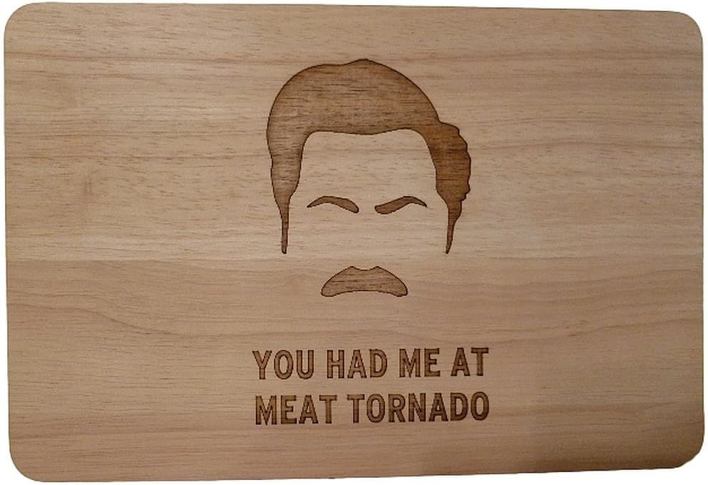 FastCraftRon Swanson Meat Tornado Gift Wooden Chopping Cutting Cheese Board Place MAT Engraved Wood Baking Present (Premium Hardwood 35x24x1.5 cm)