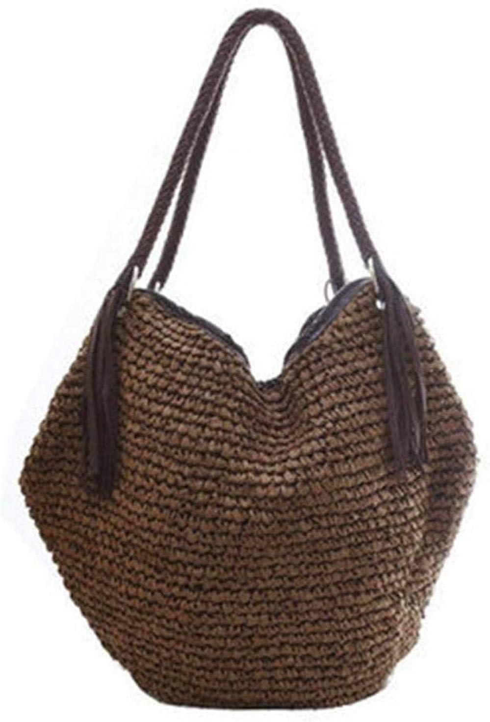 Women's Straw Shoulder Bag Large Summer Beach Bohemian Tote Woven Boho