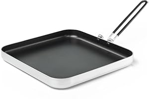 GSI Outdoors Bugaboo Folding Handle Ceramic Coated 10" Square Fry Pan with SureLock™ - High Performance That Fits The Shape o