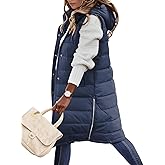 Jyanl Long Puffer Vest Women Quilted Hooded Vest Zip Up Sleeveless Vests Outerwear Padded Jacket Warm Winter Coat 2025