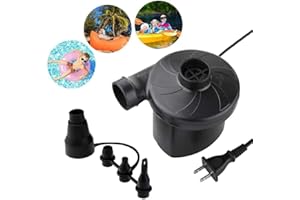 BLUEHRESY Electric Air Pump - Air Mattress Pump for Inflatable Couch, Bed, Blow up Pool Float Raft Boat Toy, Camping Swimming, Portable Quick-Fill Inflator/Deflator Pumps with 4 Nozzles, AC 110-120 Volt Black