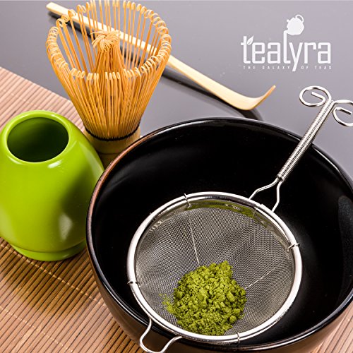 Tealyra - Matcha Tea Ceremony Start Up Kit - Complete Matcha Green Tea Gift Set - Premium Matcha Powder - Japanese Made Black Bowl - Bamboo Whisk and Scoop - Holder - Sifter - Gift Box