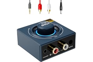 YMOO B06T3+ Bluetooth 5.2 Receiver,LDAC Aptx SBC AAC Bluetooth Audio Adapter for Home Stereo,30ms Low Latency, RCA 3.5mm Jack aux HiFi for Speaker/Older Stereo/Amplifier from Phone/Tablet/Laptop