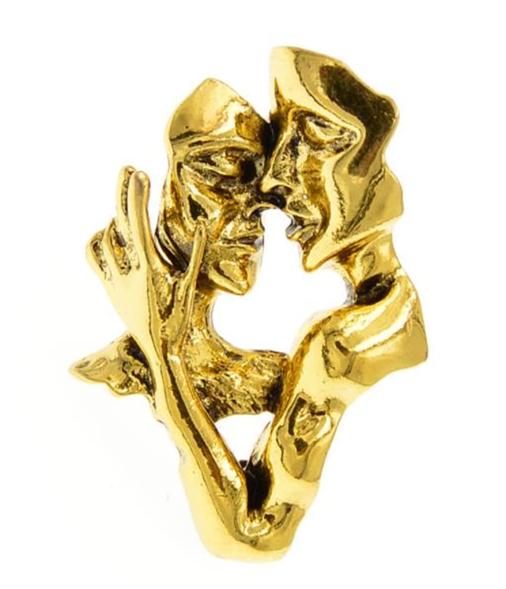 Gold Fashion Portrait Brooch Pin 3D Lovers face Brooch Pin Gold Plated Pin Badge for Jewelry Clothes Dress Scarf Decoration