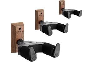 STRICH Guitar Wall Mount,Walnut,U-Shaped with Screws,Auto Lock Guitar Holder Hook for Acoustic, Electric Guitar, Banjo, Bass(
