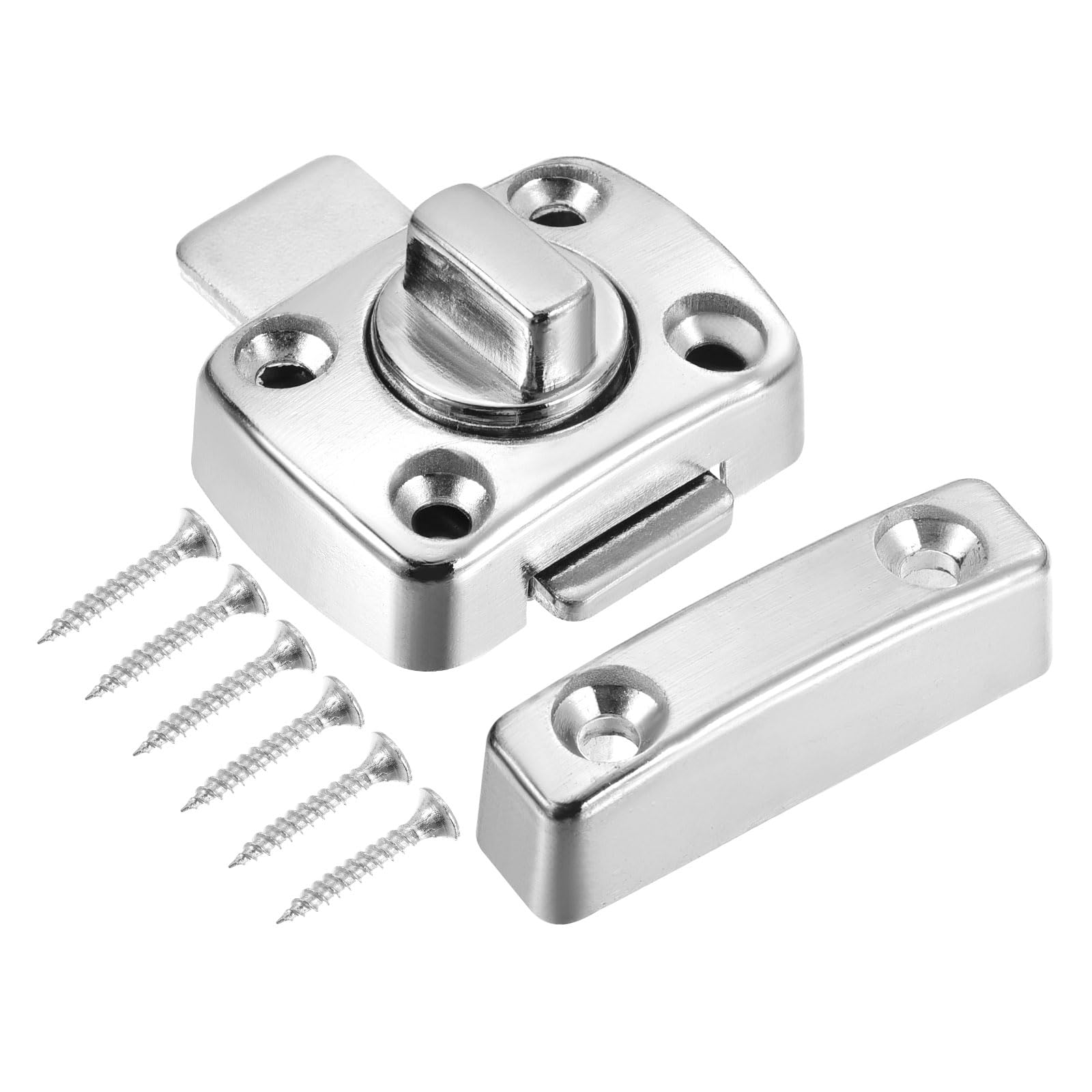 PATIKIL Door Swivel Bolt Latch 1.61" x 1.18", Zinc Alloy Security Door Window Gate Slide Lock with Screws for Bedroom Cabinet Closet, Silver Tone