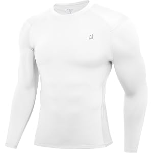 RIKUAOU Men's Long Sleeve Compression Shirt, Athletic Workout Quick Dry Base Layer, Running Gym Football Undershirt