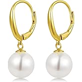 Pearl Earrings for Women Pearl Leverback Earrings 925 Sterling Silver