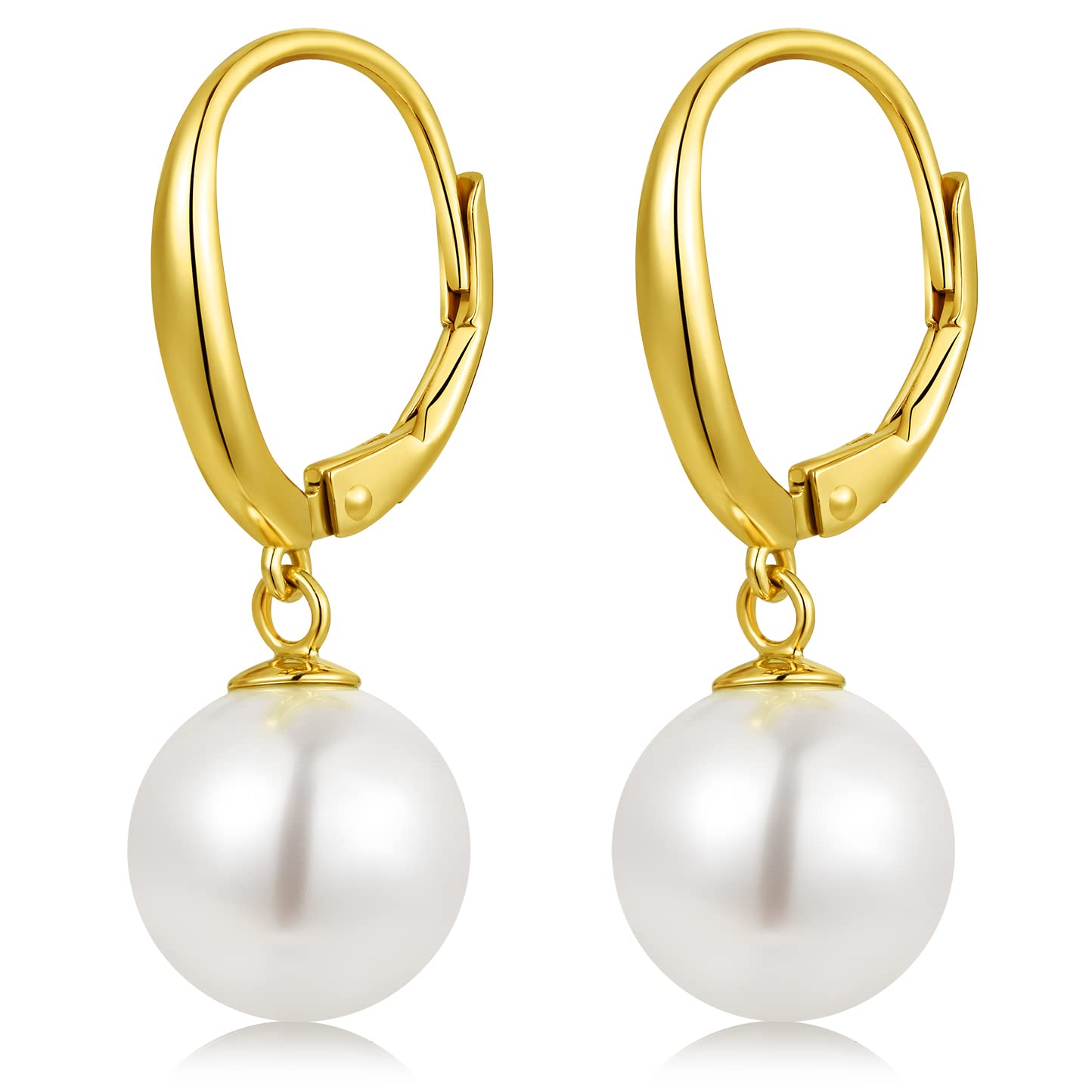 Pearl Dangle Earrings Rose Gold Pearl Drop Earrings Silver