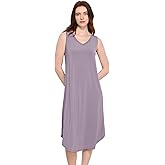 GYS Premium Sleeveless Nightgowns for Women Soft Bamboo Viscose V Neck Tank Pajama Dress