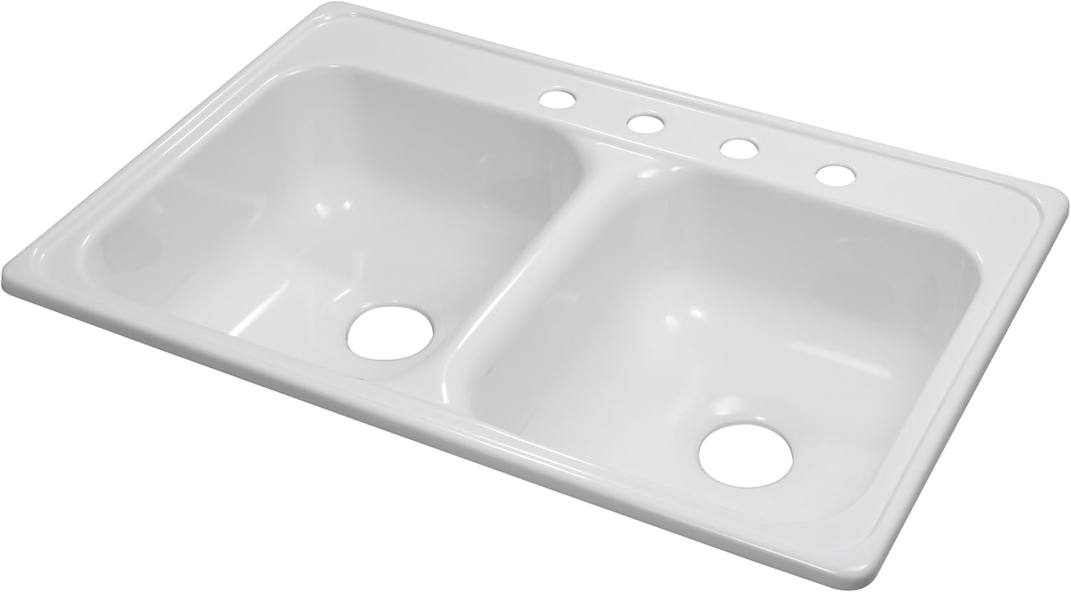 Lyons Industries DKS01IDTB White Ideal Dual Bowl Acrylic 7.5Inch Deep