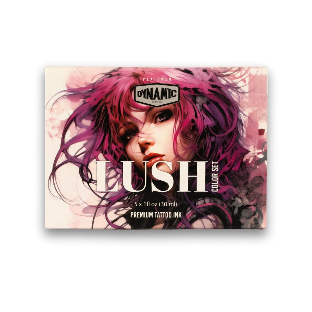 Photo 1 of Dynamic Color Co- Lush Color Tattoo Ink Set: 5 Luxurious 1 oz Bottles - Lavender, Red Grape, Ruby Port, Deep Pink, Purple. Platinum Collection, Reach Compliant, Crafted in Spain