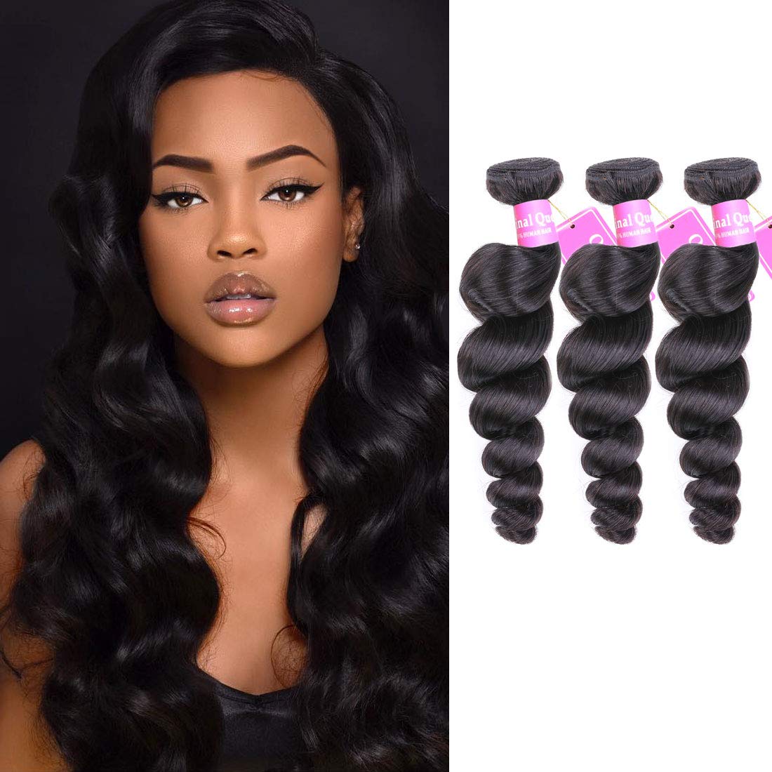 Amazon Com Original Queen Brazilian Loose Wave Virgin Hair 3