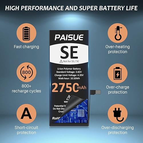 LCLEBM Battery for iPhone SE 2016 1st Generation, 2750mAh Upgraded