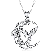 LWXIE Diamond Hummingbird Necklace for Women 925 Sterling Silver Hummingbird Pendant Diamond Bird Necklace for Mother's Day Birthday Valentine's Day