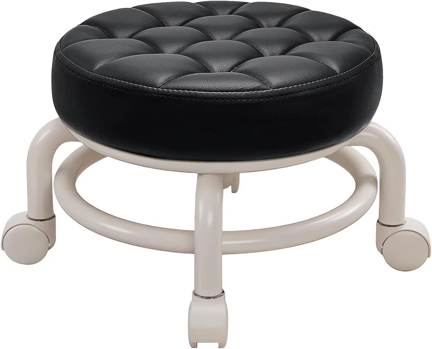 Photo 1 of KELAICAIONE 360 Rotating Low Stool,Rolling Pulley Low Stool with Wheels,Shoe Changing Makeup Cleaning with Wheels,Pedicure,Massage SPA and Home (Black)