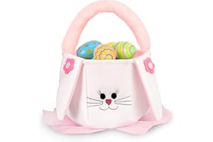 VEWICOKOP Easter Basket for Girls - Mini Bunny Easter Buckets with Handle,Furry Basket Tote Bags for Egg Hunts, Easter Gifts for Kids Baby Toddler