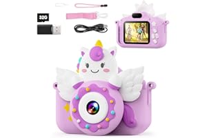 TIATUA Kids Camera for Girls & Boys, Toddler Camera Toys for Age 3-12 Kids with 32GB Card & Dual Lens, Digital Camera for 4 5 6 7 8 9 10 Year olds (Purple)