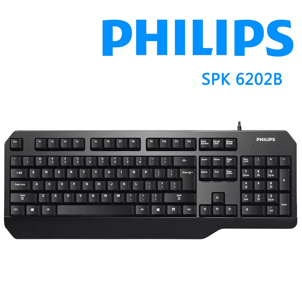 Philips Gaming Keyboard, USB Wired Ergonomic Mechanical Keyboard for PC, Laptop, Mac
