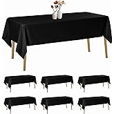 luccido 6 Pack Rectangle Tablecloth 60 x 102 Inches Black Table Cloth Stain and Wrinkle Resistant Washable Polyester Fabric Table Cover for Party, Wedding and Banquet Decoration