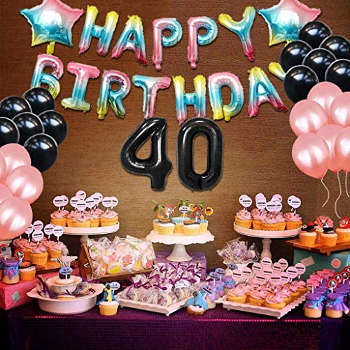 DreamJ-40th-Birthday-Party-Balloons-54Pcs-Birthday-Decorations-Rose-Gold-Black-Balloons-with-Gradient-Rainbow-Balloons-40th-with-Happy-Birthday-Banner-Birthday-Party-Decorations-Set
