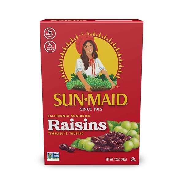 SUN-MAID ORGANIC CALIFORNIA RAISINS SNACK | 12 OUNCE | WHOLE NATURAL DRIED FRUIT | NO ARTIFICIAL FLAVORS | NON-GMO