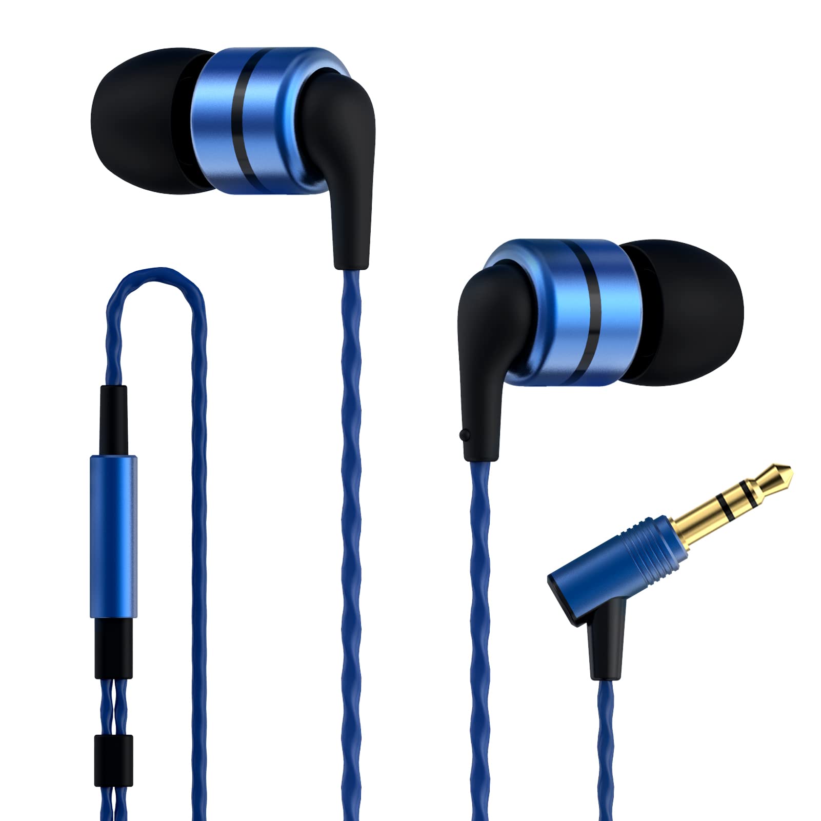 Soundmagic E80 Wired Earbuds No Microphone HiFi Stereo Earphones Noise Isolating in Ear Headphones Comfortable Fit Super Bass for Audiophile Blue
