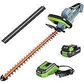 WORKPRO 20V Cordless Hedge Trimmer, 20" Dual Action Blades Electric Hedge Trimmer with 2.0Ah Battery & Quick Charger