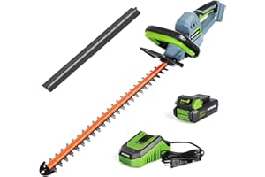 WORKPRO 20V Cordless Hedge Trimmer, 20" Dual Action Blades Electric Hedge Trimmer with 2.0Ah Battery & Quick Charger