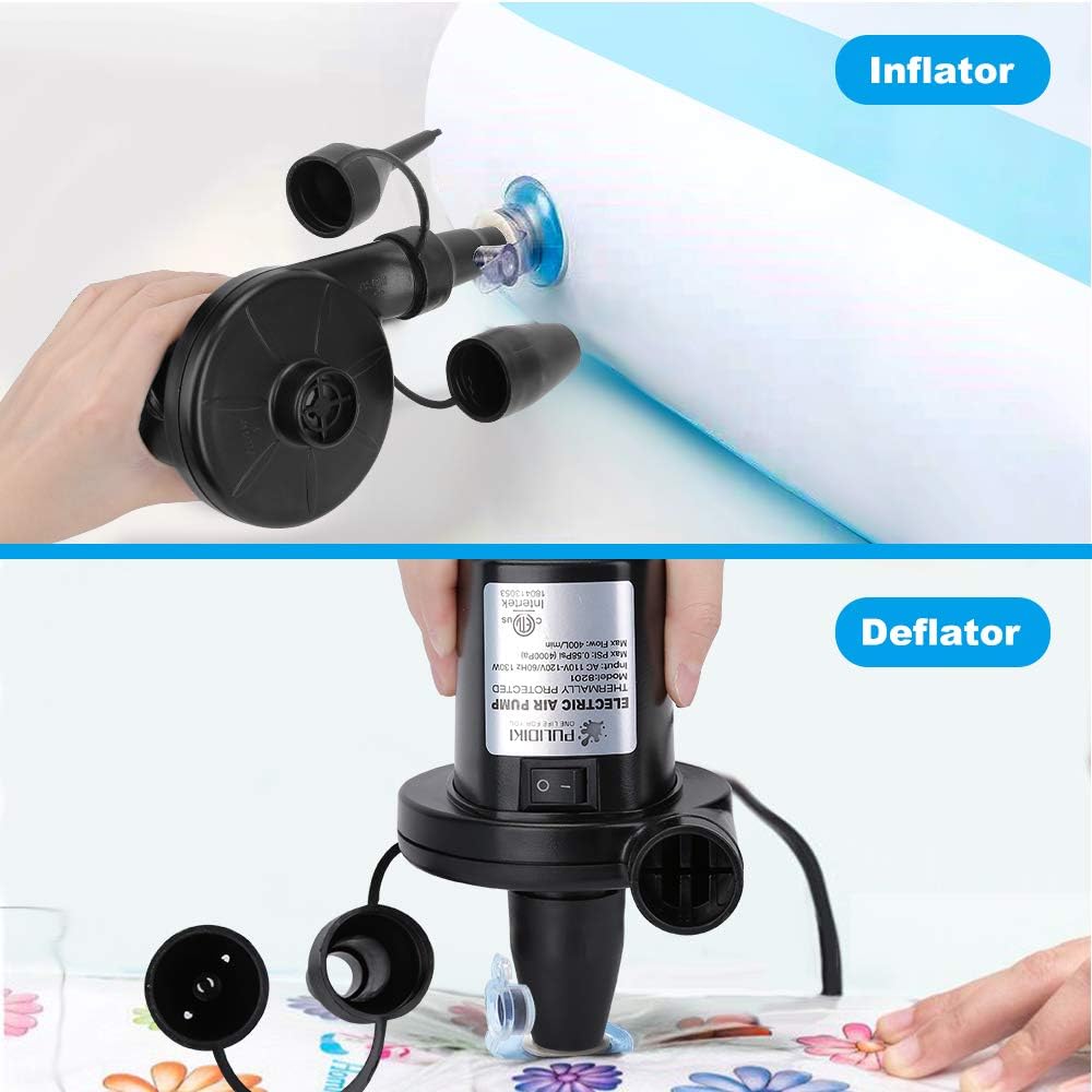 Electric Air Pump, Air Pump for Inflatables Air Mattress Pump with 3 Nozzles Inflator/Deflator Quick Air Pump for Air Bed Pool Toy Raft Boat Swimming Ring AC 110V 130W: Home & Kitchen