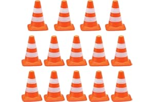 JJYHEHOT 14 Pieces Miniature Traffic Cones, Mini Simulation Safety Cone Road Parking Signs Roadblock, Small Traffic Signs Football Cones for Sand Table, Engineering, Building, Construction Pretend Play