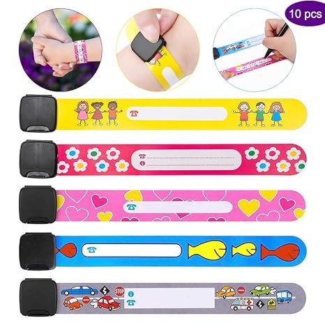 thumbnail image 2 of Child Safety ID Wristband, 12pcs Reusable&Waterproof Safety ID Bracelets For Kids Anti-Lost Child Travel ID Bands For Children Field Trip&Outdoor Activity 2 of 14