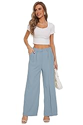 FUNYYZO Women's Wide Leg Pants High Elastic Waisted